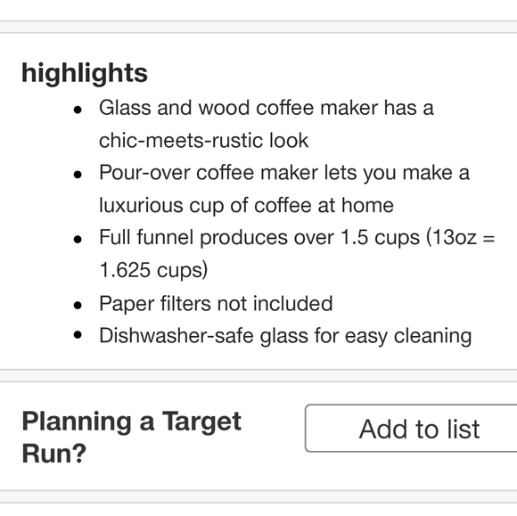 Hearth & Hand Glass & Wood Coffee Pour Over - Picture 5 of 6